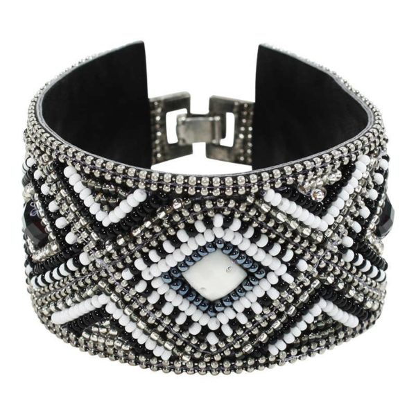 Soan Large Diamond Bracelet: Black and White