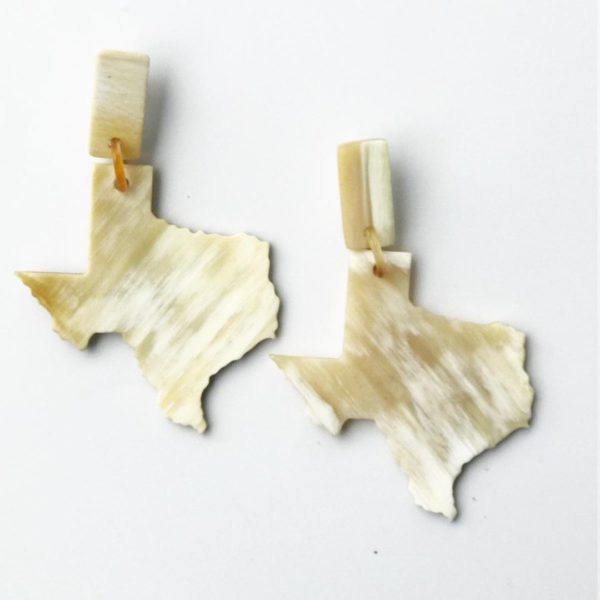 Texas Horn Earrings Large Marbled White