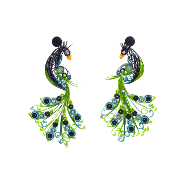 Penelope the Peacock Quilled Earrings