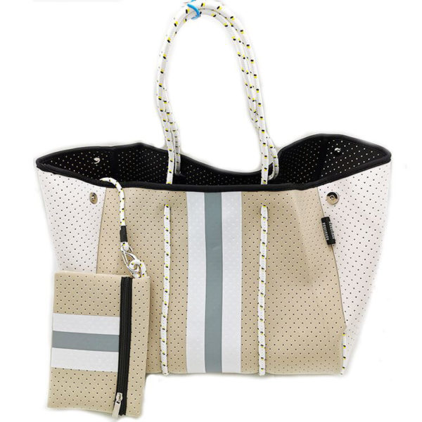 Tan and Grey Stripe Tote
