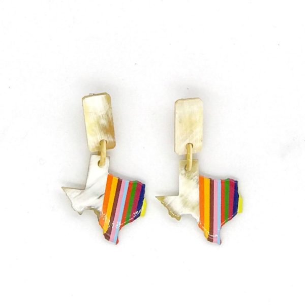 Texas Horn Earrings Small Rainbow