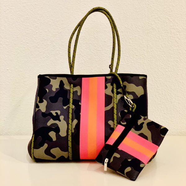 Camo and Neon Stripe Tote