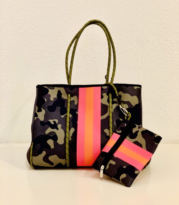 Camo and Neon Stripe Tote
